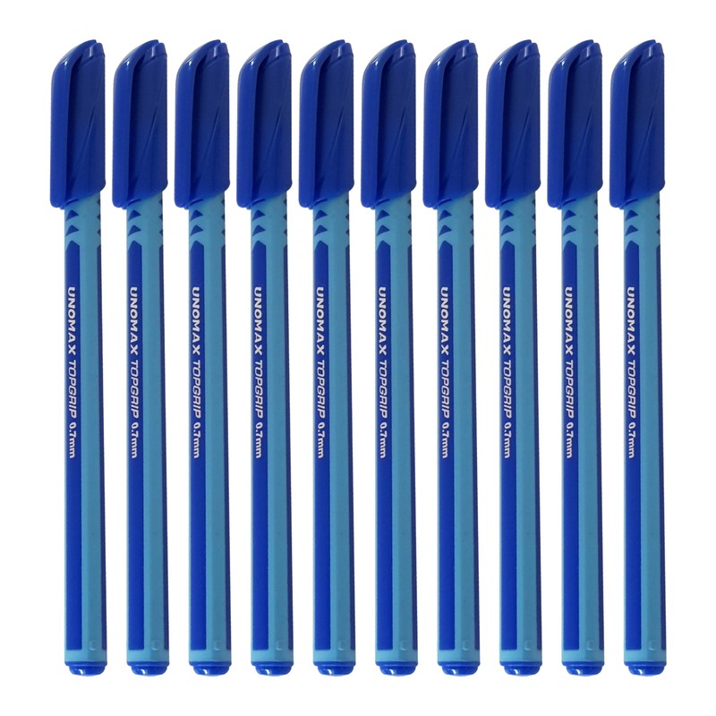 TOPGRIP Ballpoint Pens, BLUE, Fine Point (0.7mm), Pack of 10,