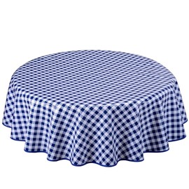 Home Direct Round Oilcloth PVC Wipe Clean Tablecloth Table Cover 140cm 55" Checkers Blue