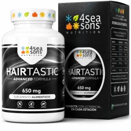 4 Seasons Nutrition | HAIRTASTIC | Colágeno, Biotina, Ácido Hialurónico, Zinc, Selenio | 650 mg | 8 Aminoácidos, Vitaminas C, A, D3 | Vegano, Sin Gluten, Sin Azúcar, Sin Soya | 120 Cápsulas