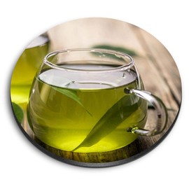 1 x Round MDF Magnet - Healthy Green Tea Organic Drink 16538