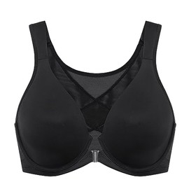 Delimira Women's Front Fastening Bras Posture Plus Size Underwire Unlined Plunge Back Support Seamless Bra Black 38F