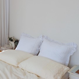 RANZNAZ Lace Pillow Shams Euro Size Set of 2, 100% Cotton White Embroidery Pillow Cases with Envelpoe Closure, Softer and Breathable Pillow Covers, Square 26x26 Inches