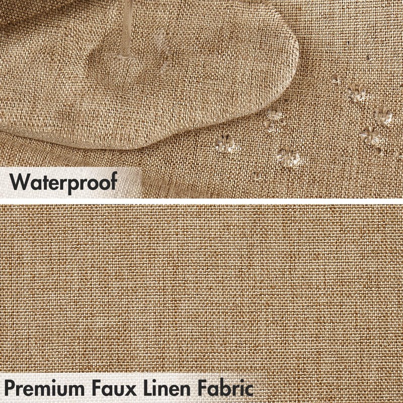 MIULEE Linen Textured Shower Curtain, 180 x 200 cm, Khaki,