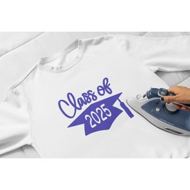 Class Of 2025 Graduation Cap Decal, Graduation T Shirt Transfer, DIY Graduate Shirt Patch, Grad Tshirt Sticker, HTV Vinyl Applique, Pick Size Color, Iron-On Almost Anything (Red Glitter)