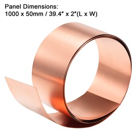 sourcing map Copper Sheet Roll Copper Foil Copper Plate Copper Tape Pure Copper Thin Copper Matte Metal Foil Sheet for DIY Crafts 1000mm x 50mm x 0.2mm