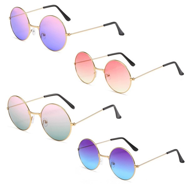 CWPFVQA Pack of 4 Sunglasses with Round Frame and Colour