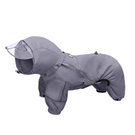 WOOFO Full-Coverage Dog Raincoat, Full Wrap Design for Full Protection, Super Lightweight, Comfortable, Adjustable&Easy to Wear Dog Rain Jacket, Features Detachable Cap&Reflective Strip (Grey, Large)
