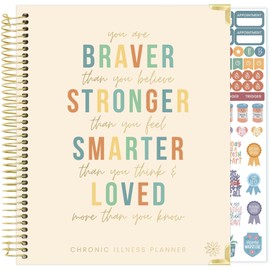 bloom daily planners Undated Chronic Illness Medical Planner & Journal - 12 Month Pain & Symptom Tracker, Mood & Medication Log, Appointment Organizer (7” x 9”)- You Are Stronger Than You Think