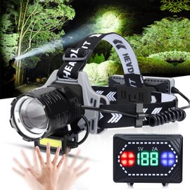 BUD K Rechargeable LED Headlamp, 1000 Lumens Super Bright Headlamp Flashlight with Motion Sensor, 8 Modes, 135°Adjustable, IPX7 Waterproof Head Lamp for Camping, Running, Climbing, Hiking