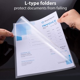 WOT I 48 Pack Plastic Clear Document Folders - L-Type Folders Copy Safe Project Pockets, for A4/ Letter Size Sheets, Transparent Color