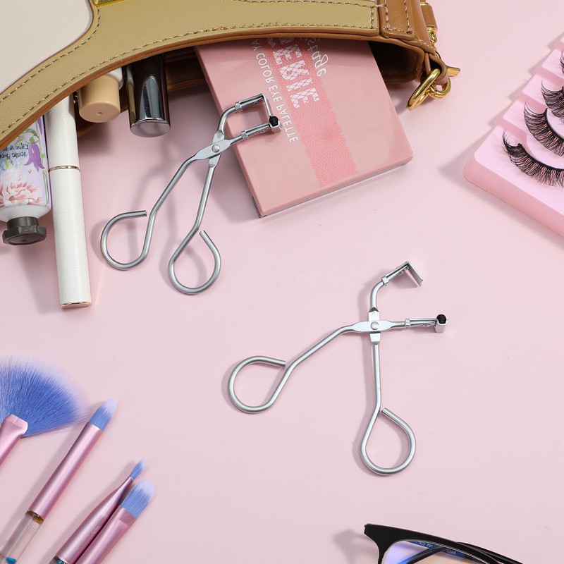 2pcs Mini Eyelash Curler Metal, Silicone pad Eyelash Curler Non-Closed