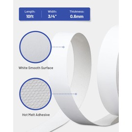 FAKILO Melamine Edge Banding White 3/4 inch x 10 ft Pre-Glued Cabinet Edge Banding Flexible Iron on Veneer Edging for Plywood Cabinet Repairs Furniture Restoration