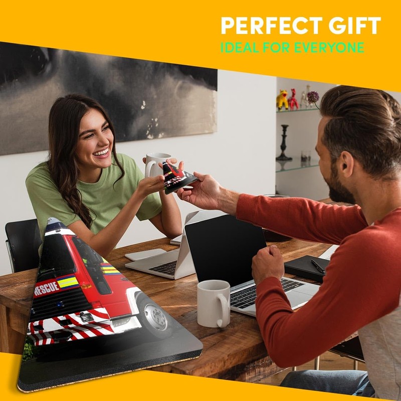 1 x Triangle Coaster - Red Fire Engine Truck Cork