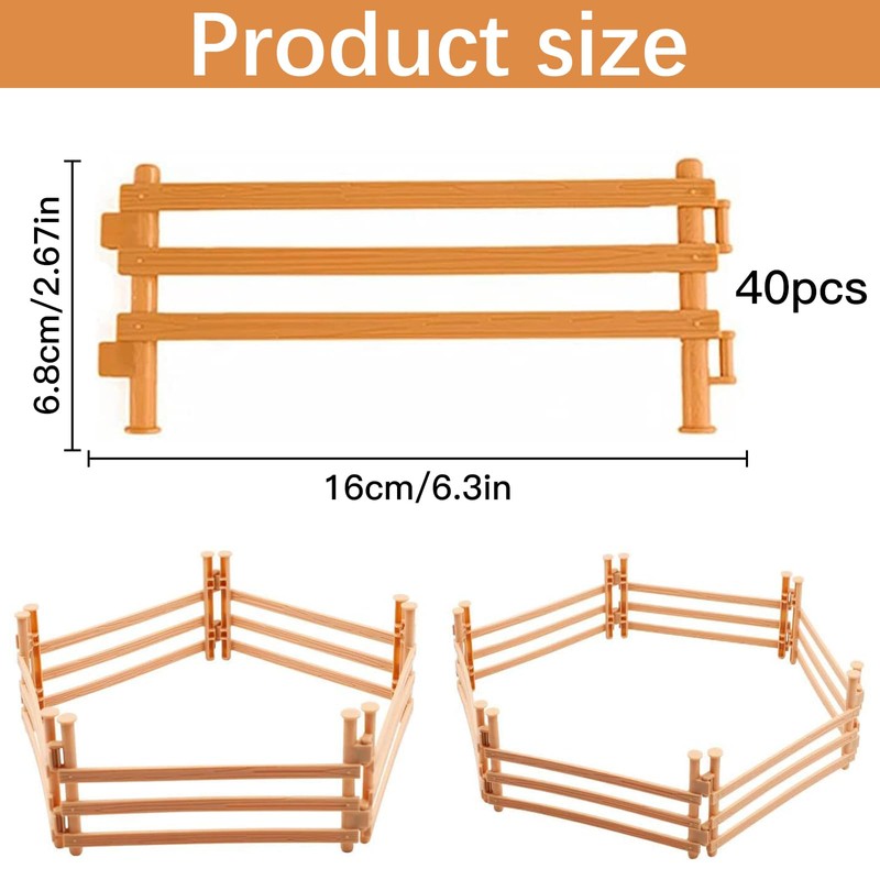 Xrten 40Pcs Corral Fencing Panel Accessories, Playset with Horse Paddock