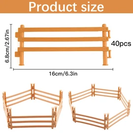 Xrten 40Pcs Corral Fencing Panel Accessories, Playset with Horse Paddock for Toddlers Kids Preschool Educational Gift Sets