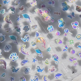 5D Embossed Nail Stickers - Cute Ocean Animal Designs, Self-Adhesive Gel Nail Decals for DIY Nail Art