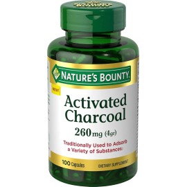 NBTY.inc - US Nutrition,inc. Nature’s Bounty Activated Charcoal 260mg, 100 Capsules, Detox Supplement