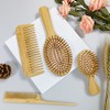 MoyRetty Bamboo Hair Brush Comb Set, Natural Wooden Hairbrush Paddle