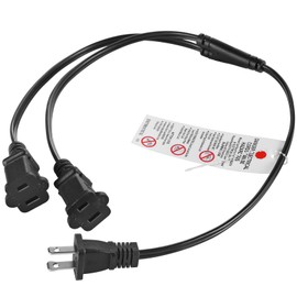 VSEER NEMA 1-15P to Dual 1-15R Y Splitter Cord, 2 Prong Extension Cord US AC Male and 2 x Female Power Cable SPT2 18AWG 10A/125V, 2-Outlet Saver Power Extension Cord Cable Black, 2FT