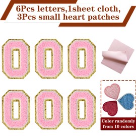 Parches de planchado para ropa, pegatinas de letras con purpurina, letras para planchar, parches de letras rosadas para chaquetas, letras para planchar (6 piezas/3.15 pulgadas de altura O)