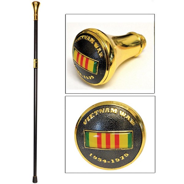 Walking Cane with Vietnam War Ribbon Design on The Handle, KN-1784