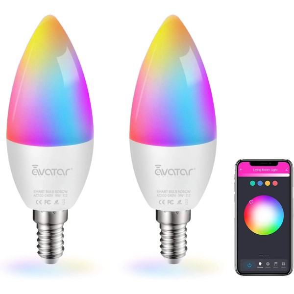 AvatarControls 4Pack E12 Smart Bulb 5W LED Candle Light Dimmable