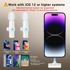 Leettus Leettus Lavalier Wireless Microphone for iPhone 7-14 iPad,mini Microphone for Game Live Streaming,Interviews,Video RecordingWhite