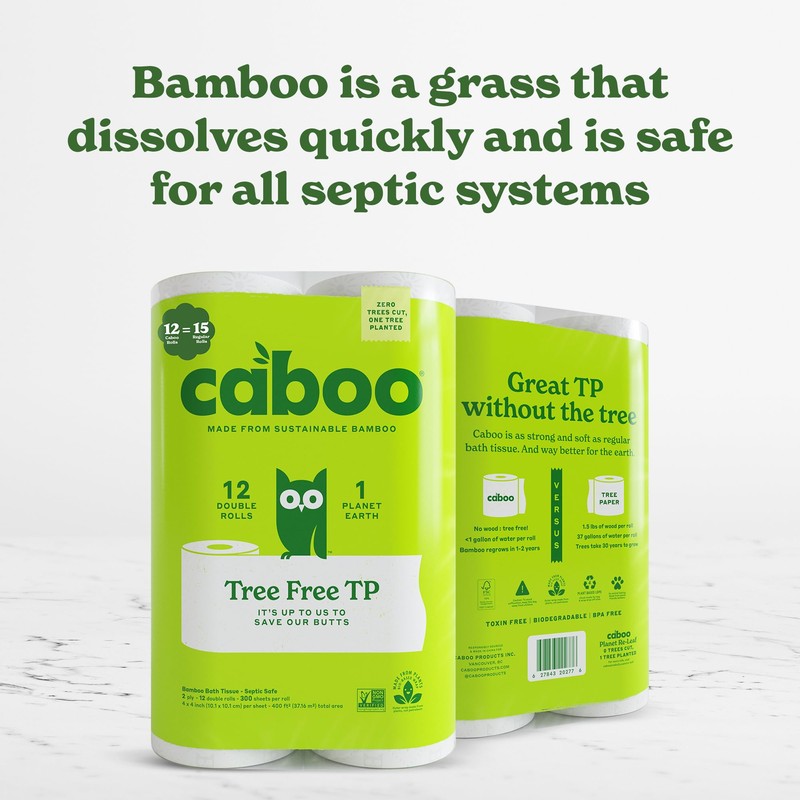 Caboo Tree Free Toilet Paper, Tree Free, Septic, Chemical Free