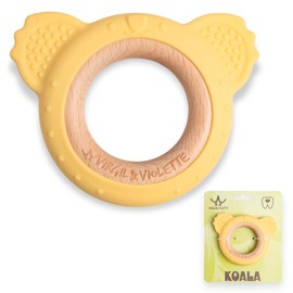 Virgil & Violette – Baby Beißring Koala, BPA-freier Silikon- und Holzring, Zahnungsspielzeug ab 0 Monaten, Zahnfleischmassagegerät mit rauen Texturen, Geschenk für Neugeborene