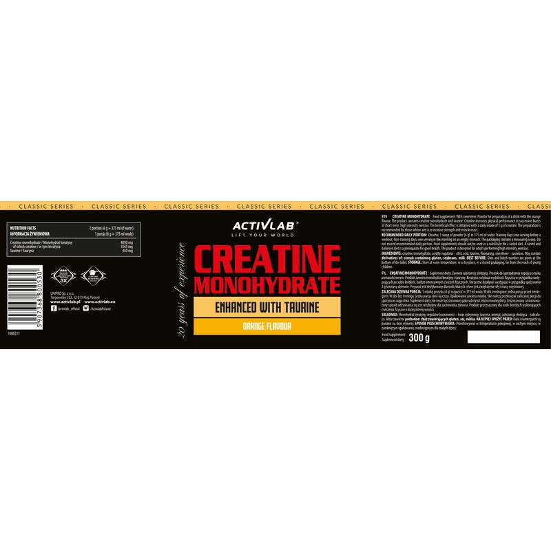 Activlab Creatine Monohydrate Powder with Taurine - Vegan Supplement for