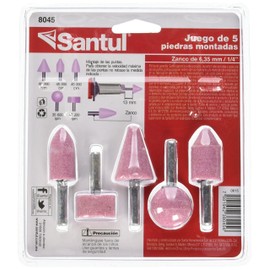 Santul 8045 Juego de 5 Piedras Montadas, Grano 60, Zanco 1/4"