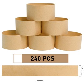 L LIKED Kraft Blank Currency Straps - Money Bands for Bill Wrappers, Self Adhesive Cash Organizer, 8 x 1.25 Inch (240 Bands)