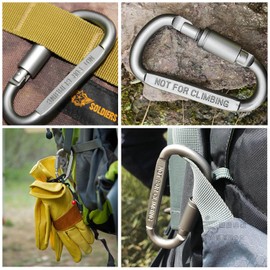 Carabiner Hook Climbing Small Mini Key Ring Carabiner Dog Lead Key Stainless Steel Black with Screw Cap Pack of 6