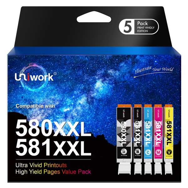 Uniwork 580 581 XXL Canon Compatible Cartridges Pack of 5