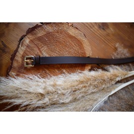 Gusti Birte Leather Belt Simple Slim Leather Belt with Golden Buckle Waist Belt Decorative Belt Accessories Women 75 cm Brown Leather, Brown4