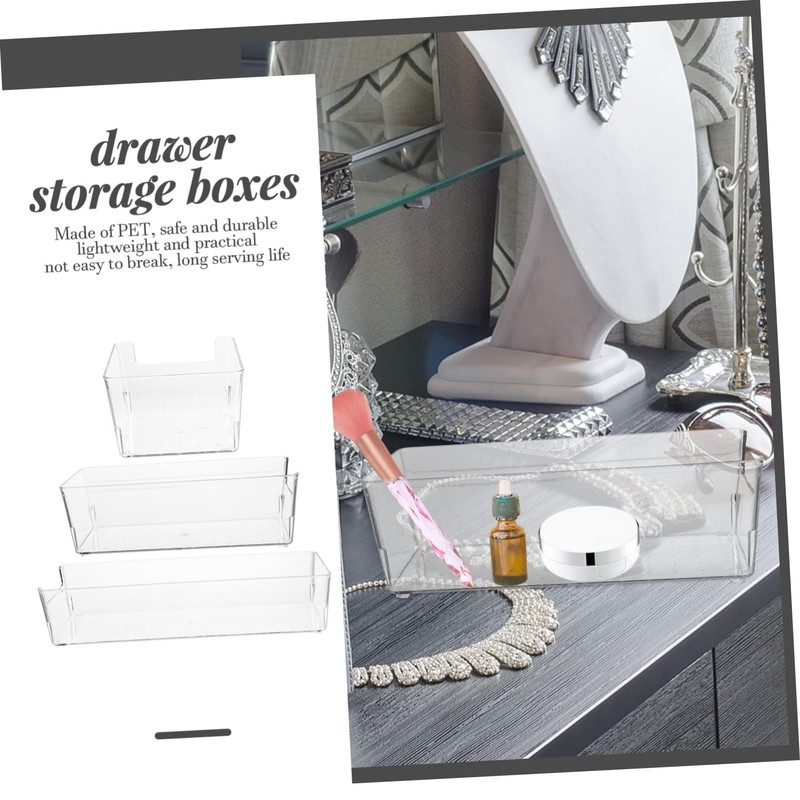 LABRIMP 3pcs Organizer Kit Transparent Storage Boxes for Home Office