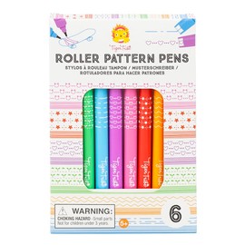 Tiger Tribe Roller Pattern Pen Set - 6 Piece Double Sided Stamp Pens & Fine Tip Markers, Kids Stationary Sets & Art Kits, Craft Gifts For Girls & Boys, Age 5 Years Old +