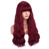 BERON 26 Inches Wine Red Wig with Bangs Long Curly