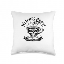 Witches Brew Coffeehouse Stop in for A Spell Throw Pillow