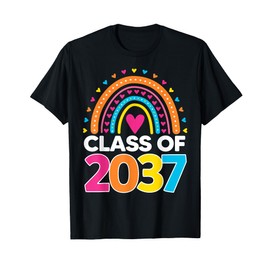 Class of 2037 First Day of School Rainbow Girls Kindergarten T-Shirt