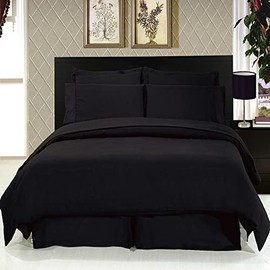 Royal Hotel Bedding 8pc King Size Bed-in-a-Bag Solid Black 300-Thread-Count Siberian Goose Down Alternative Comforter 100 Percent Cotton 100% Cotton - Includes Sheets and Duvet Cover Sets