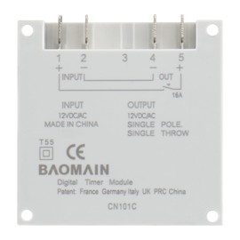 Baomain Digital LCD Programmable Timer CN101C Input 12V Output 12V DC/AC 16A SPST Support 17-Times Daily Weekly Program Time Relay Switch