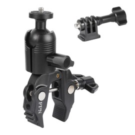 FPN Aluminum Alloy Super Clamp Camera Mount with 360° Ball Head for Bike/Motorcycle Handlebar Pole Tripod Rod 0.5-2.0" Diameter, Compatible with GoPro, Insta360 X5 X4, DJI Osmo Action 5 Pro, Pocket 3