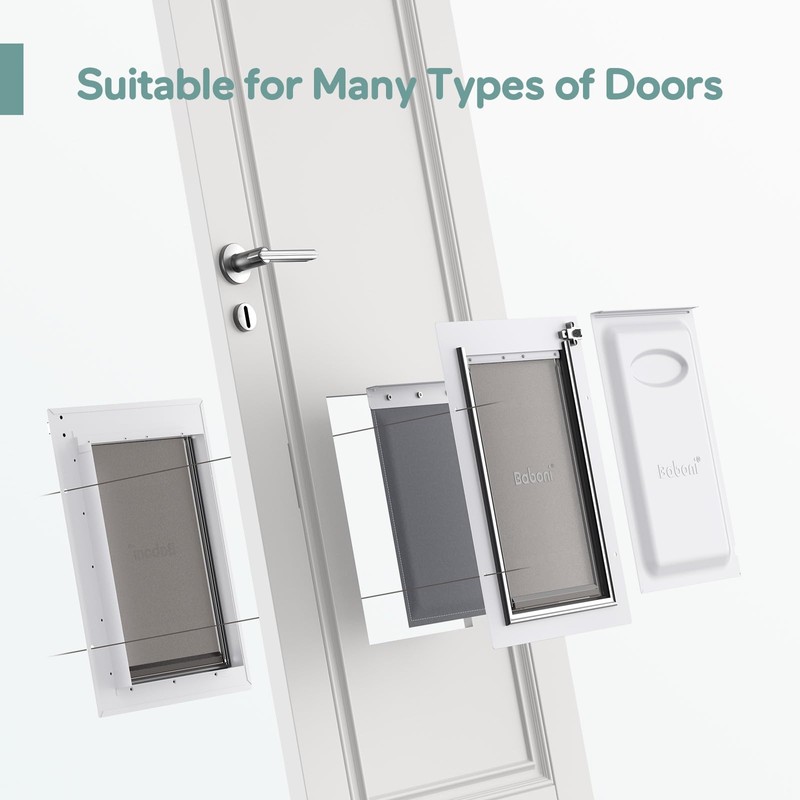 Baboni 3-Flaps Pet Door for Interior and Exterior Doors, Steel