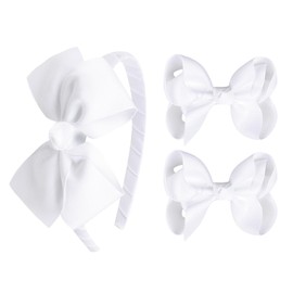 Girls’ Bow Headband & Hair Clips Set – Soft, Stylish & Comfortable-White