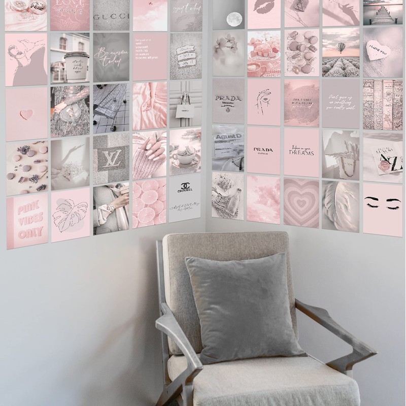 KONGSY Pink Wall Collage Kit (50pcs, 4x6inch) - Pink &