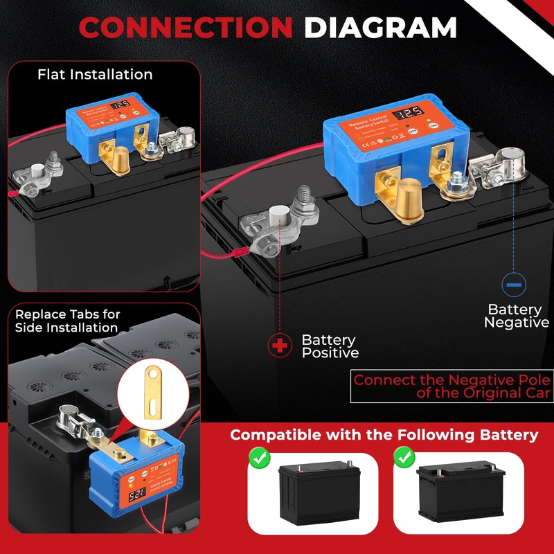 ISINFLASH Remote Battery Disconnect Switch 12V/24V 140A with Led Voltage