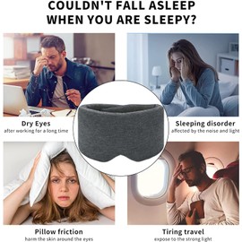 Sleep Mask for Men Women,100% Cotton Sleep Eye Mask with Fully Adjustable Strap, 100% Light Blocking Eye Mask for Sleeping, 0 Pressure Eye Covers for for Travel Yoga Nap (Black)