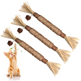 GBSYU 3 Pack Silvervine Cat Toy, Silvervines Sticks Cat Toys for Indoor Cats, Cat & Kitten Chew Toys for Aggressive Chewers, Cat Dental Toy for Kitten Teeth Cleaning, Matatabi Silvervine for Cats