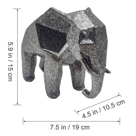 HOWFIELD Resin Geometric Abstract Elephant Sculpture - Modern Geometric Elephant Resin Home Decor Statues Accessories Crafts Sculpture Ornaments (Silver)